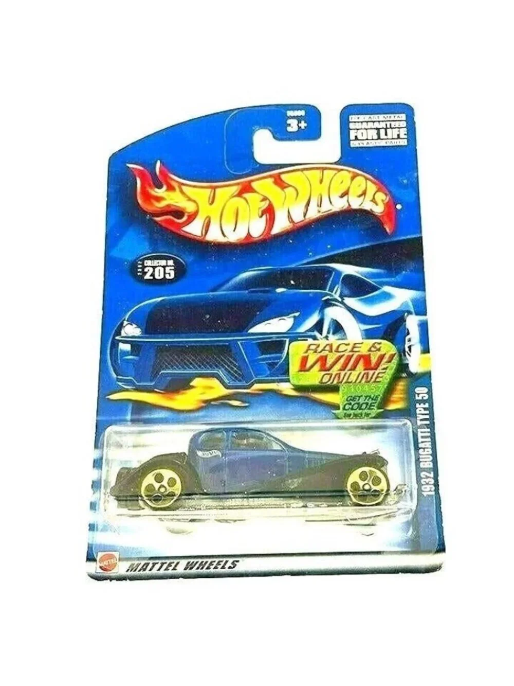 Vintage Die Cast Hot Wheels 2001 1932 Bugatti Type 50 Car Collector No 205 Blue